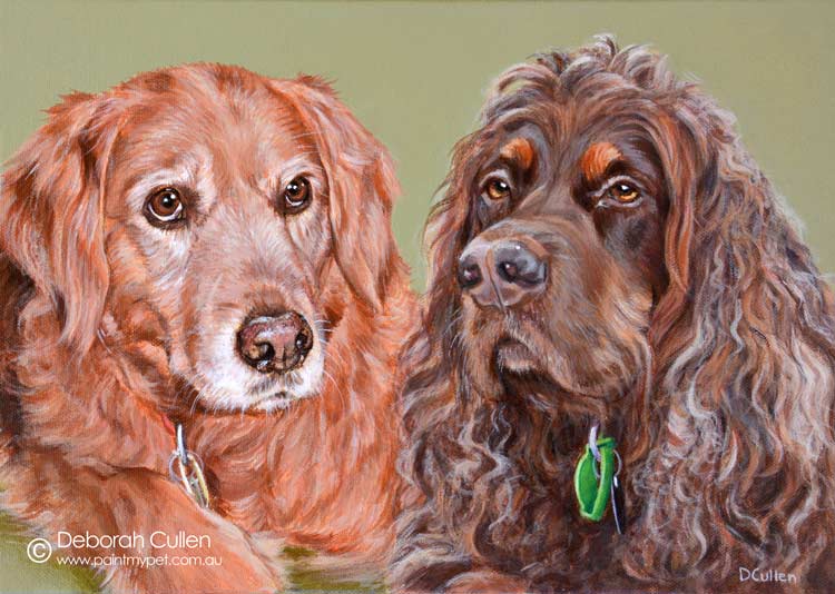 Pet painting of Bonnie and Maggie
