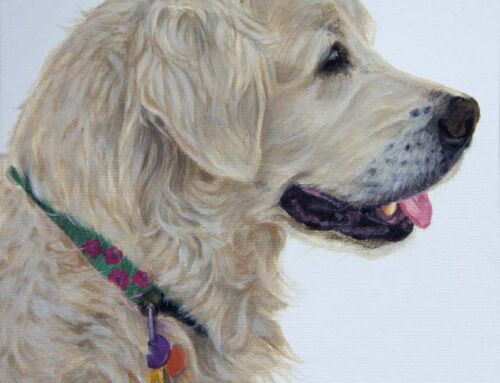 Millie – Blonde Golden Retriever Dog Portrait Painting