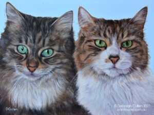 Custom pet portrait of two cats